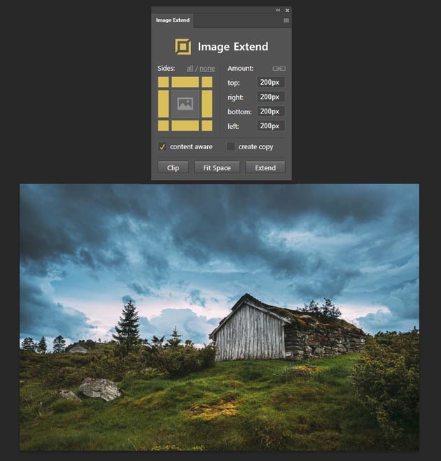 setting up the extend image addon